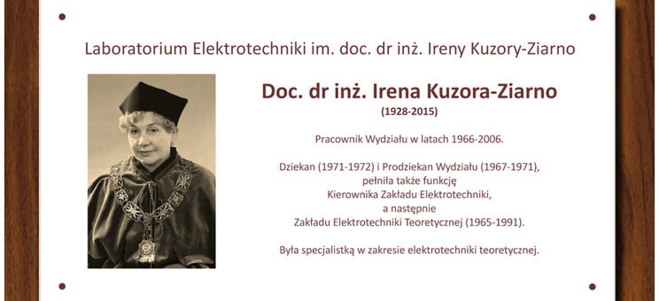 Tablica pamiątkowa doc. dr inż. Ireny Kuzory-Ziarno