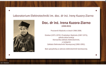 Tablica pamiątkowa doc. dr inż. Ireny Kuzory-Ziarno